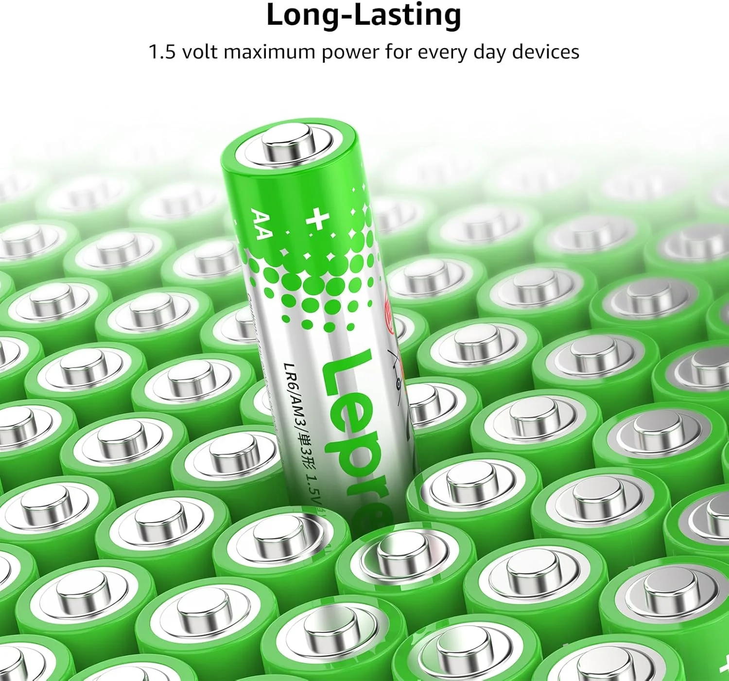 Lepro 1.5V AA Alkaline Batteries, 2800mAh Long-Lasting High Performance Double A Battery (24/48/100 Pack) - Image 6