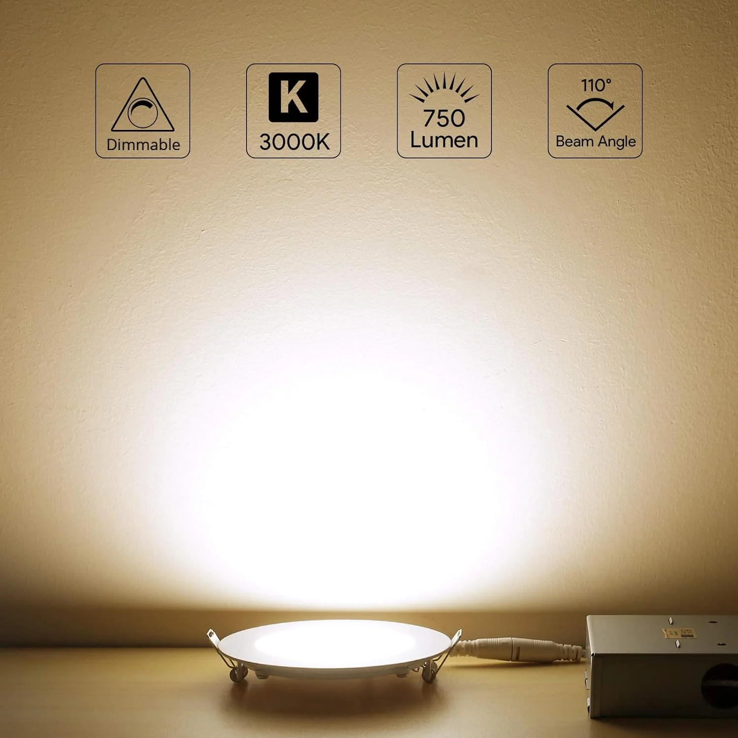 Lepro 12 Pack LED Recessed Lighting, 4 Inch Ultra-Thin Ceiling Light with Junction Box, Dimmable Retrofit Downlight, 11W 750LM 3000K Soft White Baffle Trim - UL FCC Energy Star Certified - Image 2