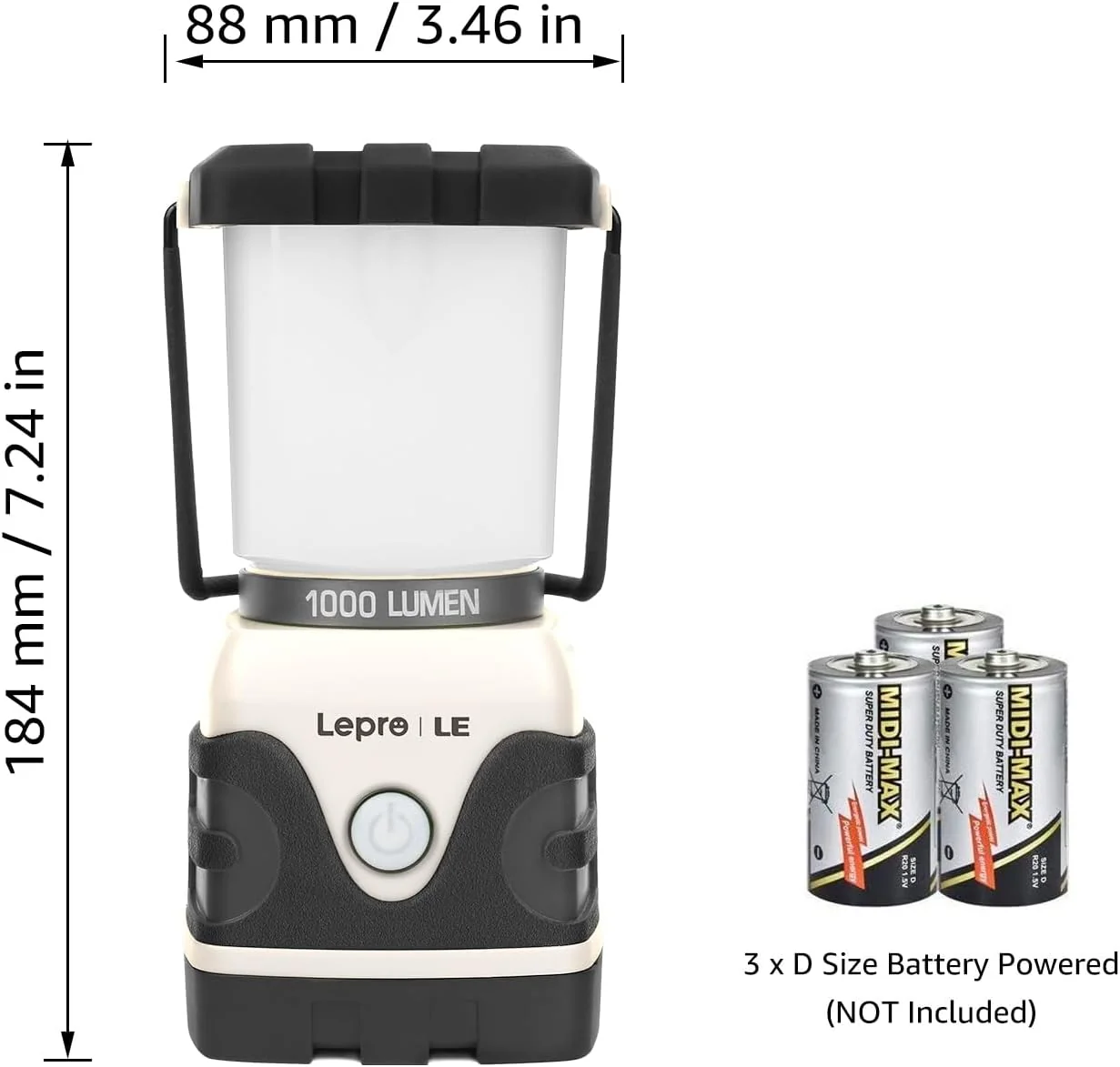 Lepro Battery Powered LED Camping Lantern (White, Waterproof, 1000LM, 4 Lighting Modes) - Image 4
