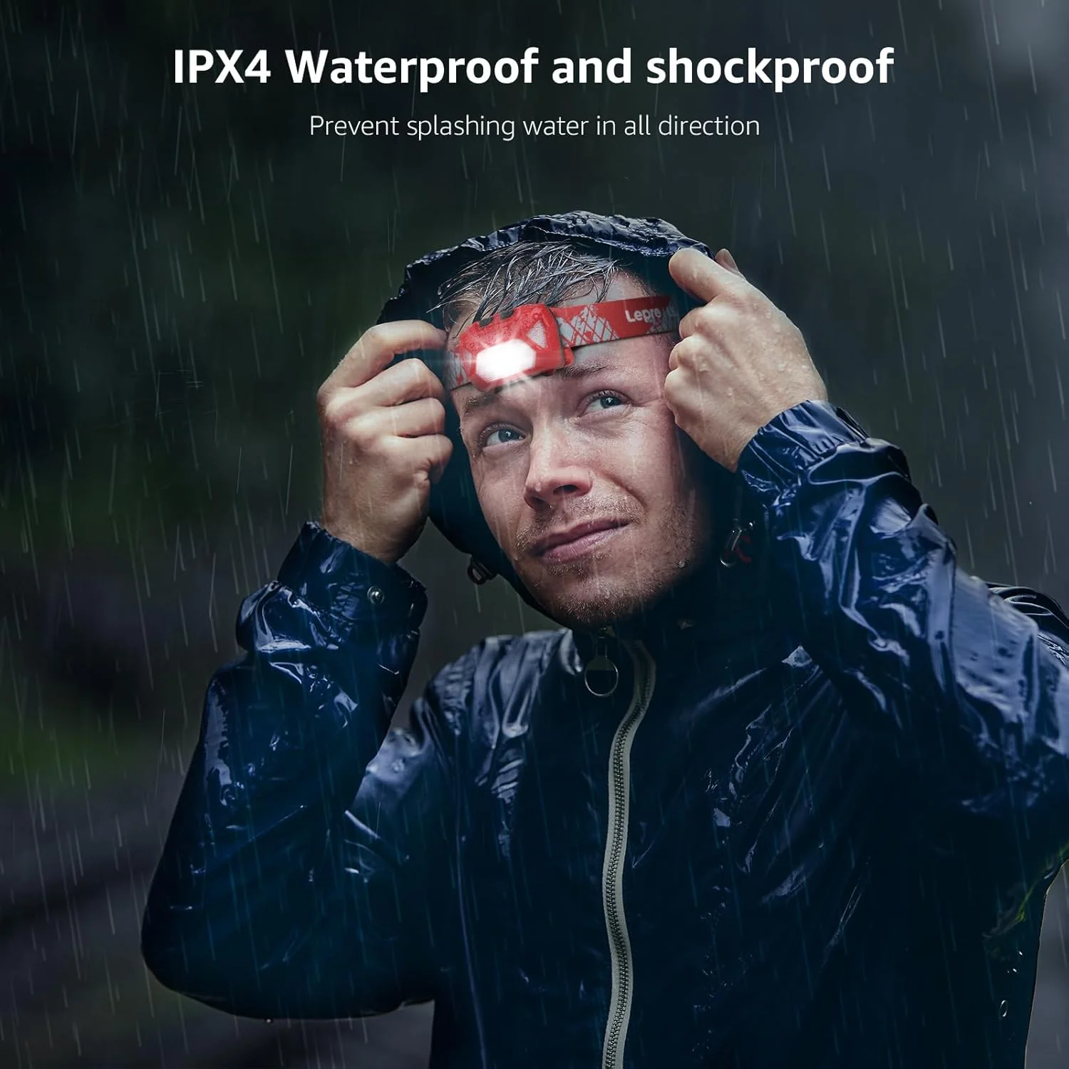 Lepro Rechargeable LED Headlamp (Red, USB-C Rechargeable, Lightweight) - Image 6