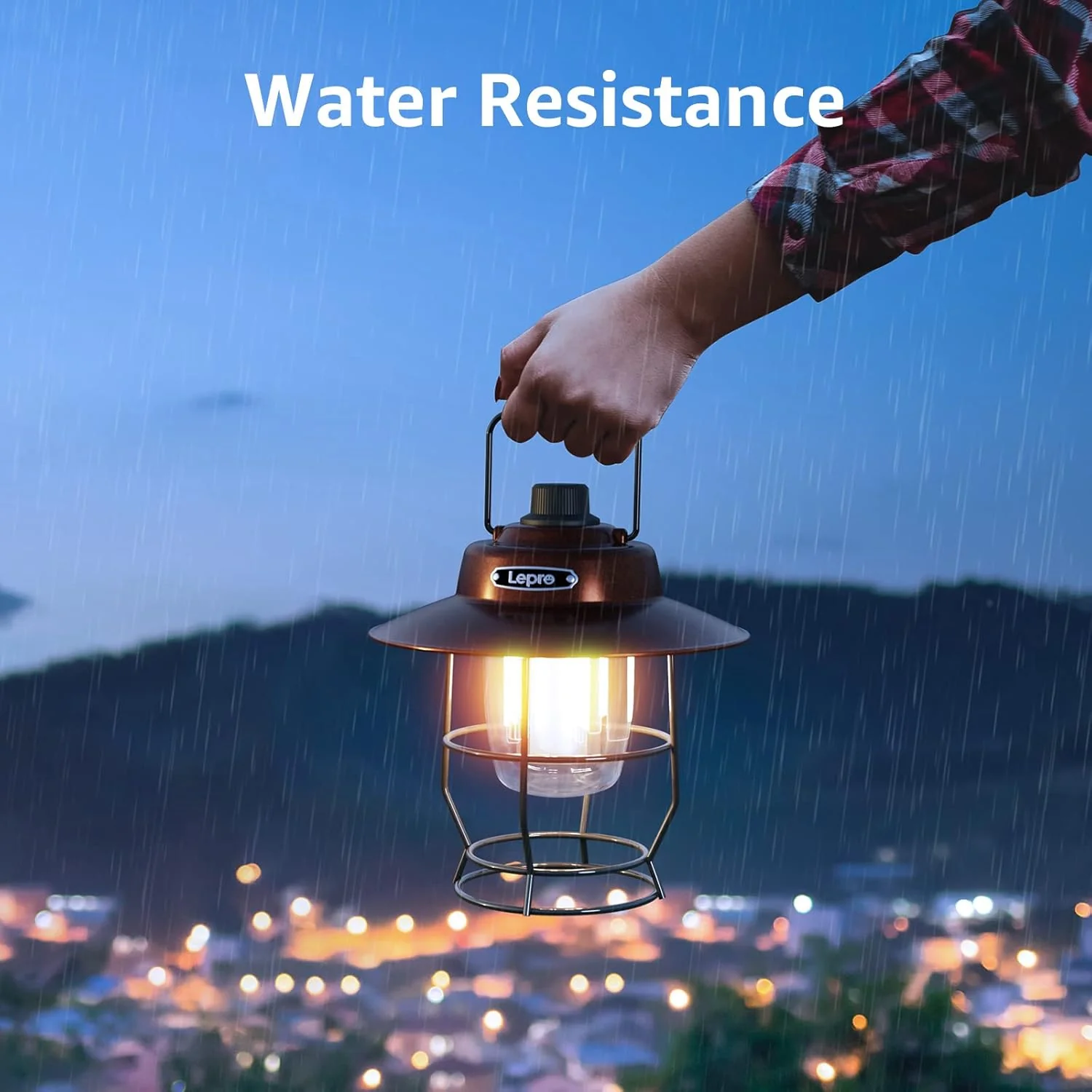 Lepro Vintage LED Rechargeable Camping Lantern (Power Bank, 450LM 3 Lighting Modes, IPX4 Waterproof Retro Hanging Tent Light) - Image 5