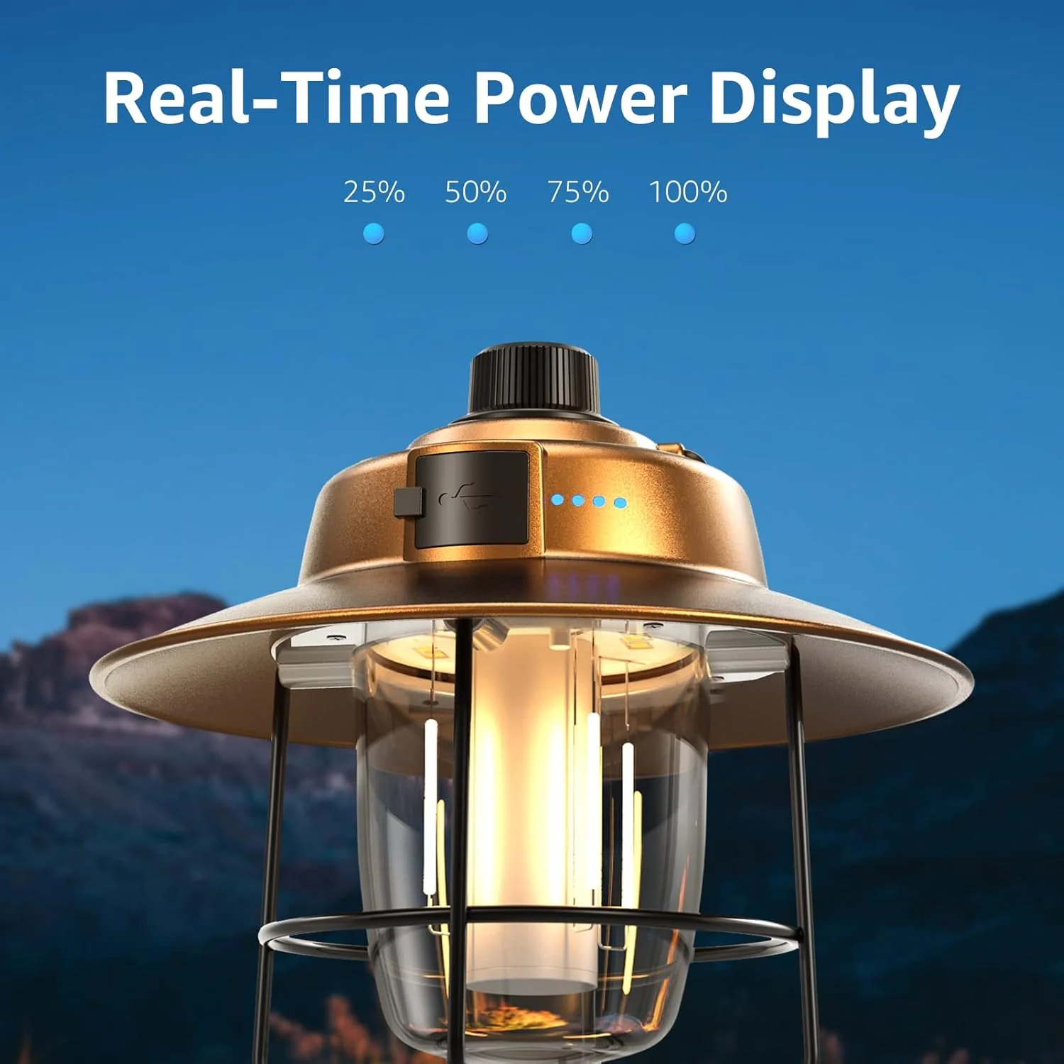 Lepro Vintage LED Rechargeable Camping Lantern (Power Bank, 450LM 3 Lighting Modes, IPX4 Waterproof Retro Hanging Tent Light) - Image 6